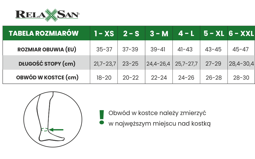 relaxsan cotton socks tabela rozmiar&oacute;w